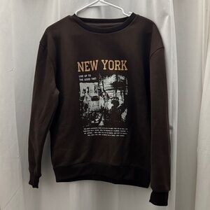 SHEIN Brown New York Graphic Sweatshirt